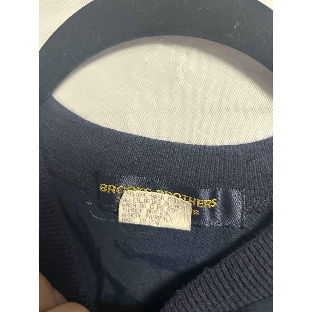 Vintage Brooks Brothers Pullover Men's Medium Nylon Rugby USA‎ Blue Striped - Picture 3 of 4
